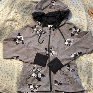lululemon athletica Gray Floral Zip Hoodie